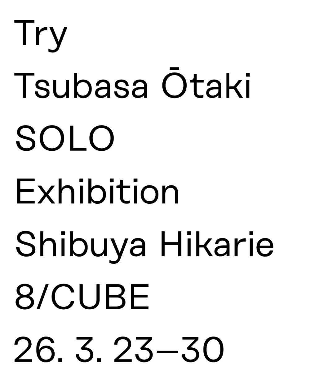 Try　Tsubasa Ohtaki Exhibition